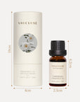 A packaging dimensions graphic indicating the width and height in centimeters for the 10ml gardenia oil bottle and cylinder box.