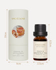 Packaging tube and bottle dimensions for Vaucluse 10ml Peach and Grapefruit Tea essential oil.