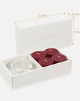 Technical dimension diagram illustrating the packaging measurements of 17.9 cm length, 4.3 cm width, and 9.2 cm height for the blackberry tealight box.
