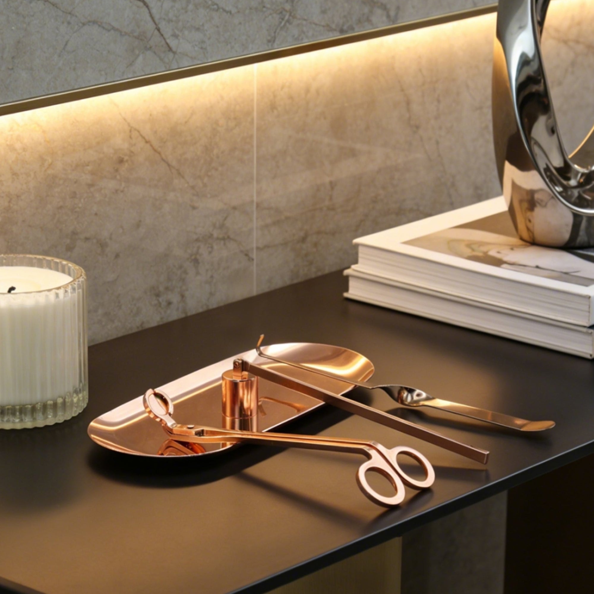Candle Wick Trimmer, Snuffer and Dipper Set (Rose Gold) - VAUCLUSE