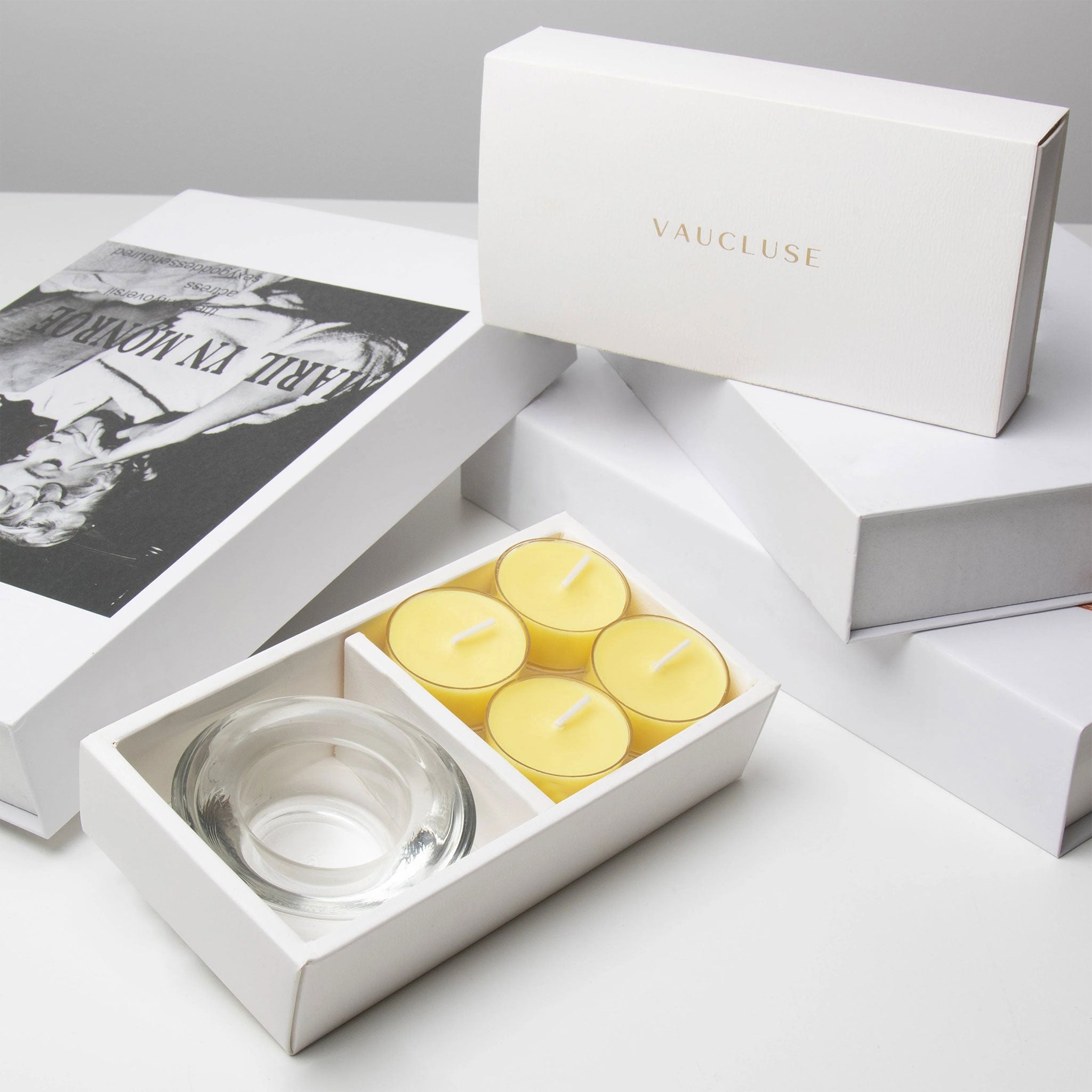 Lemon Tealights and Candle Holder Set - VAUCLUSE