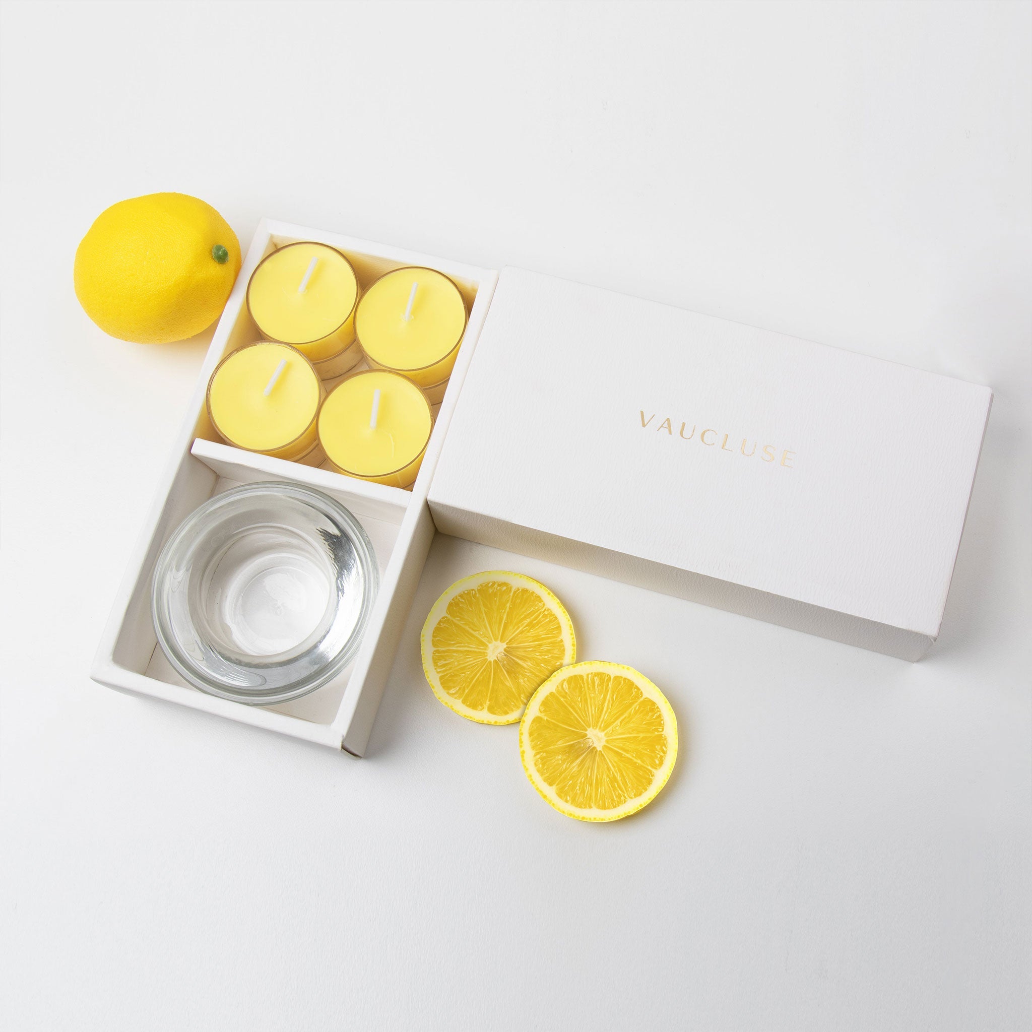 Lemon Tealights and Candle Holder Set - VAUCLUSE