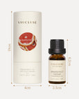 A packaging dimension diagram specifying the height and width measurements in centimeters for the 10ml Vaucluse oil bottle and round cardboard tube box.