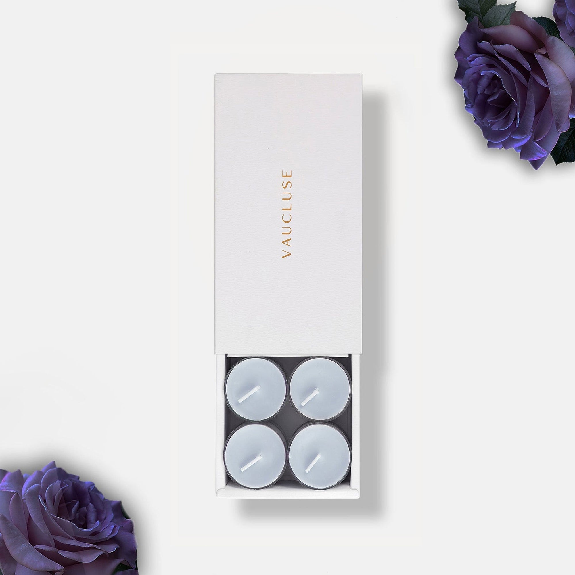 Set of luxury Velvet tealight candles from Vaucluse Fragrance, perfect for sophisticated home aromatherapy.
